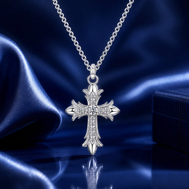 925 Sterling Silver Plated White Gold Moissanite Necklace 40+5cm for Women