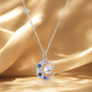 925 Sterling Silver Necklace with Pavé CZ & Transparent Glass Pendant for Women-1