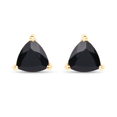 0.70 Carat Genuine Black Sapphire 14K Yellow Gold Earrings