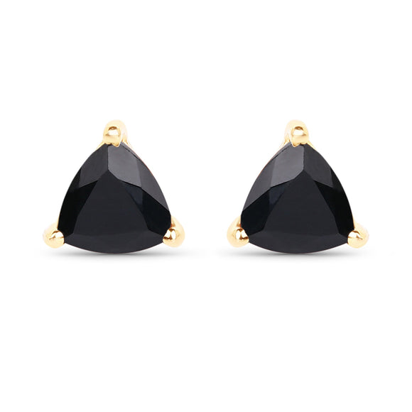 0.70 Carat Genuine Black Sapphire 14K Yellow Gold Earrings