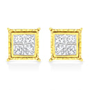 14K Yellow Gold 1 Cttw Princess Cut Diamond Square Stud Earrings-6