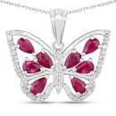 2.07 Carat Genuine Ruby and White Zircon .925 Sterling Silver Pendant-1
