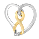 14K Gold and Silver Heart Bow Pendant Necklace-2