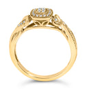 14K Yellow Gold Plated .925 Sterling Silver 1/10 Cttw Round-Cut Diamond Composite Halo Engagement Ring (I-J Color, I3 Clarity)- Size 7-5