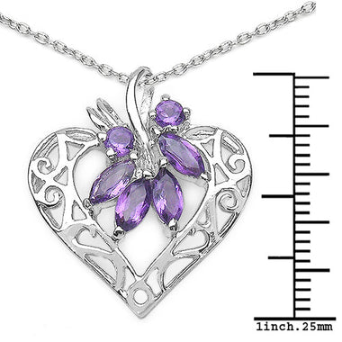 1.12 Carat Genuine Amethyst .925 Sterling Silver Pendant - 0