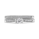 .925 Sterling Silver 1/3 Cttw Diamond Classic Engagement Ring Bridal Set with Milgrain (I-J Color, I3 Clarity) - Ring Size 7-4