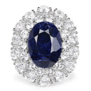 10.64 Carat Dyed Sapphire and White Topaz .925 Sterling Silver Ring-5