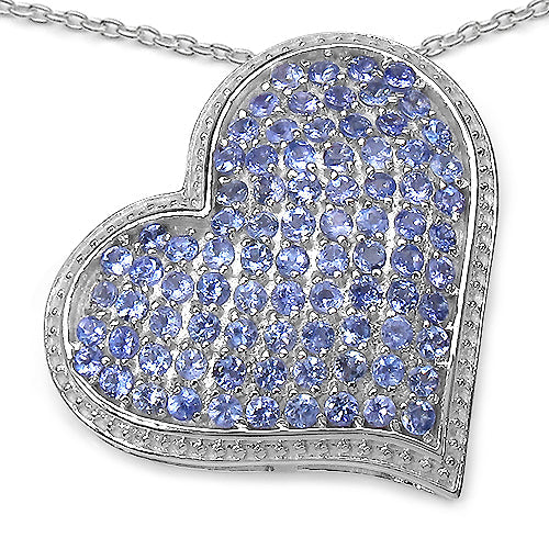 2.98 Carat Genuine Tanzanite .925 Sterling Silver Pendant
