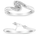 .925 Sterling Silver 1/10 Cttw Diamond Swirl and Bypass Bridal Set Ring and Band (I-J Color, I3 Clarity) - Size 7-2