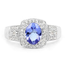 1.42 Carat Genuine Tanzanite & White Topaz .925 Sterling Silver Ring-3