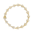 14K White Gold 1 1/5 Cttw Round Diamond Flower Blossom Link Bracelet (H-I Color, SI1-SI2 Clarity) - Size 7"-1