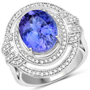14K White Gold 6.83 Carat Genuine Tanzanite and White Diamond Ring-1