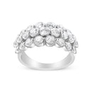 10K White Gold 2 1/2 Cttw Round Natural Diamond 3 Row Band Ring (I-J Color, I1-I2 Clarity) - Ring Size 7-2
