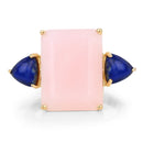 12.18 Carat Genuine Pink Opal and Lapis .925 Sterling Silver Ring-3