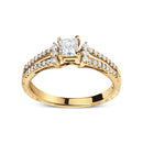 14K Yellow Gold Diamond 5/8 Cttw Princess Diamond Split Shank and Milgrain Engagement Ring (G-H Color, VS2-SI1 Clarity) - Size 7-5