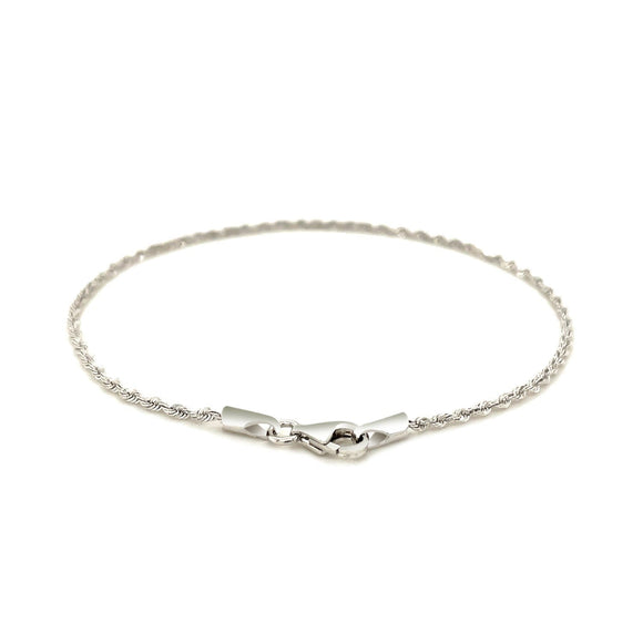 14k White Gold Solid Diamond Cut Rope Bracelet 1.5mm