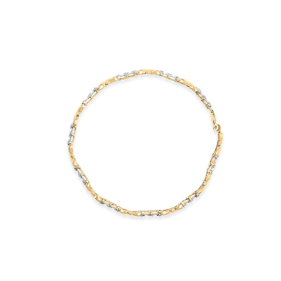 10k Yellow Gold 1/3 Cttw Diamond 3 Stone and X-Link Bracelet (I-J Color, I1-I2 Clarity) - 7.50" Inches