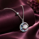 925 Sterling Silver Necklace with Pavé CZ & Transparent Glass Pendant for Women-2