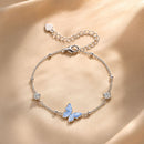 925 Sterling Silver White Gold Plated Bracelet with Enamel and CZ - 15+6cm Length-1