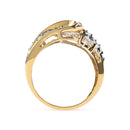 10K Yellow Gold 1/2 Cttw Round and Baguette cut Diamond Open Space Bypass Ring (H-I Color, SI2-I1 Clarity) - Ring Size 7-2