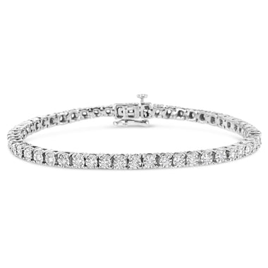10K White Gold 1/2 Cttw Real Diamond Illusion-Set Miracle Plate Tennis Bracelet (I-J Color, SI2-I1 Clarity) - Size 7.5"