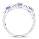 1.40 Carat Genuine Tanzanite and White Topaz .925 Sterling Silver Ring-2