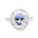 2.47 Carat Genuine Tanzanite and White Topaz .925 Sterling Silver Ring-3