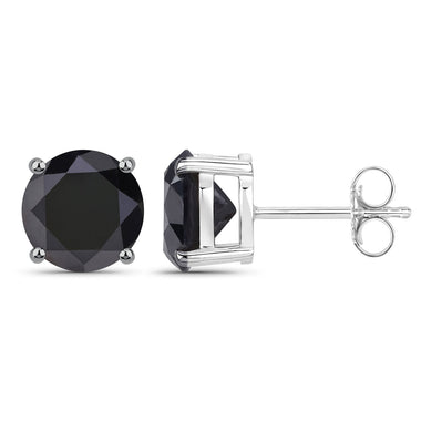 3.08 Carat Genuine Black Diamond 14K White Gold Earrings - 0