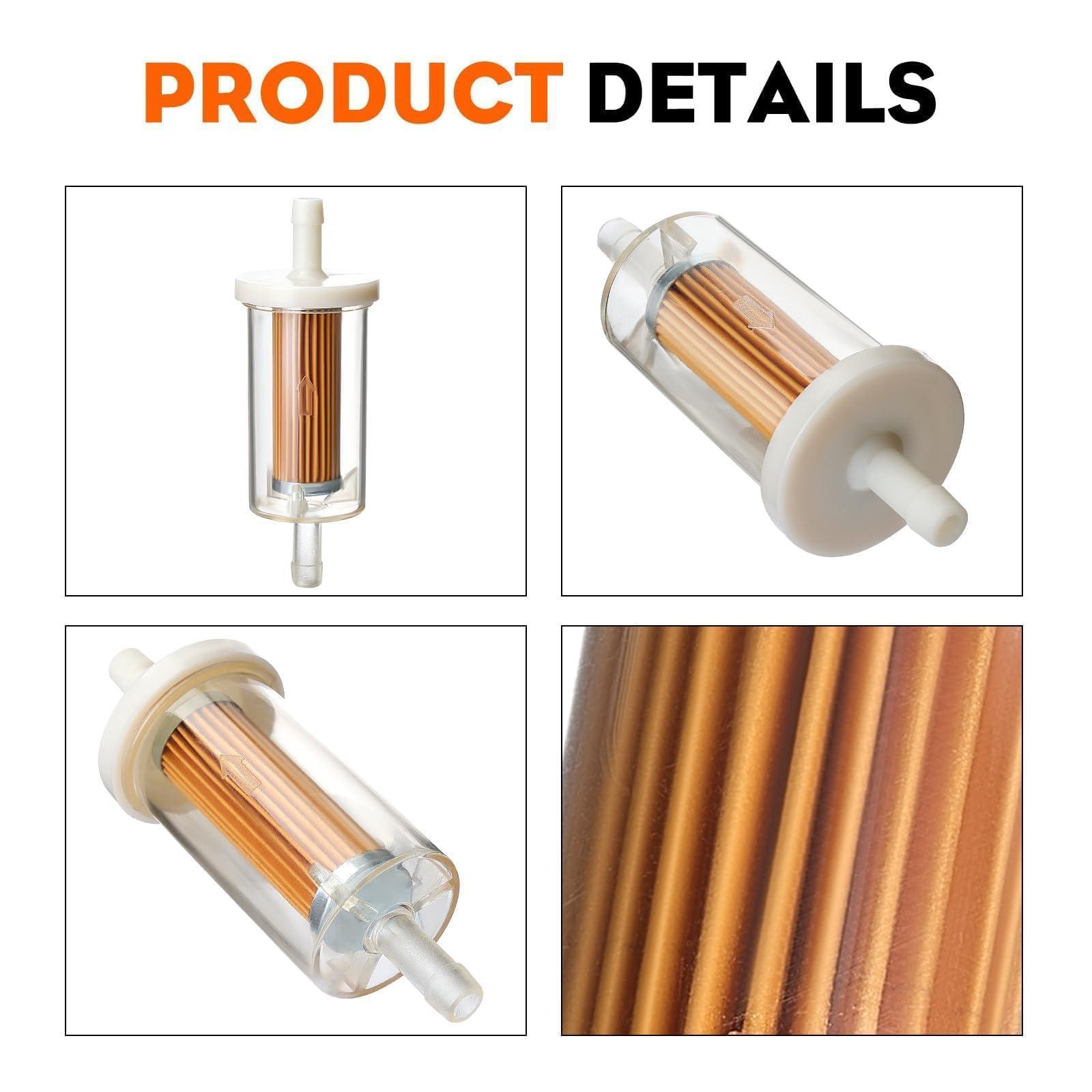 10-Pack 1/4-inch Fuel Filter For BS 695666 845125 691035 John Deere Z225 Z425 Z245 Z435 Z625 Z525E Z375R Z235 Z255 Z335E Z355E Z335M Mower Tractor