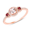 0.63 Carat Genuine Morganite, Pink Tourmaline and White Diamond 14K Rose Gold Ring-2