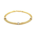 14k Two-Tone Gold Dual Wheat Chain Bracelet with Diamond Stations (.02 cttw)-2