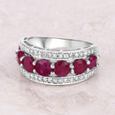 3.24 Carat Genuine Ruby and White Diamond 14K White Gold Ring-4