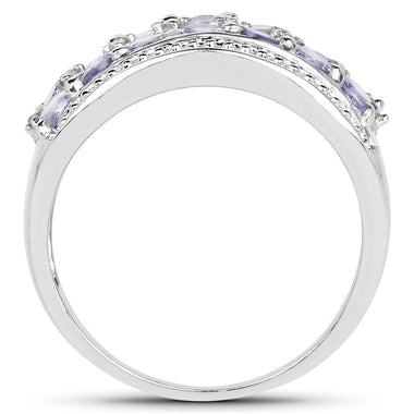 1.44 Carat Genuine Tanzanite & White Topaz .925 Sterling Silver Ring - 0
