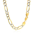 7.0mm 14K Yellow Gold Solid Pave Figaro Chain-3