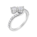 10K White Gold Two-Stone Miracle-Set Diamond Bypass Ring (1 Cttw, H-I Color, I1-I2 Clarity) - Size 6-3
