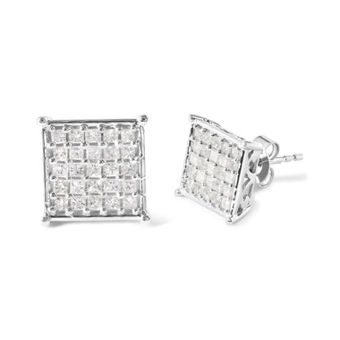 10K White Gold 3/4 Cttw Princess Diamond Composite Stud Earrings (I-J Color, I1-I2 Clarity) - 0