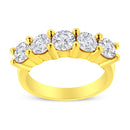 14K Yellow Gold Plated .925 Sterling Silver 2.0 Cttw Shared Prong Set Diamond 5 Stone Wedding Band Ring (J-K Color, I1-I2 Clarity) - Size 7-1