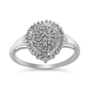 10K White Gold 1/2 Cttw Round & Baguette Cut Diamond Pear Shaped Domed PavÃ© Cluster with Halo Cocktail Ring (H-I Color, SI1-SI2 Clarity) - Size 5-2