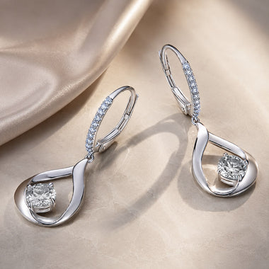 925 Sterling Silver Moissanite 0.5ct Earrings with Pavé Setting, Size 30*11mm for Women - 0