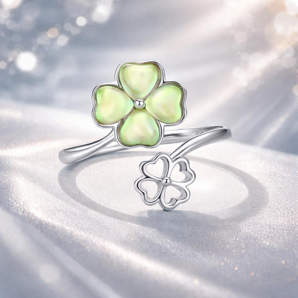 925 Sterling Silver Transparent Glass Ring for Women