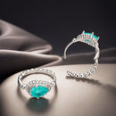 925 Sterling Silver Earrings with Pavé Setting and Transparent Glass-2