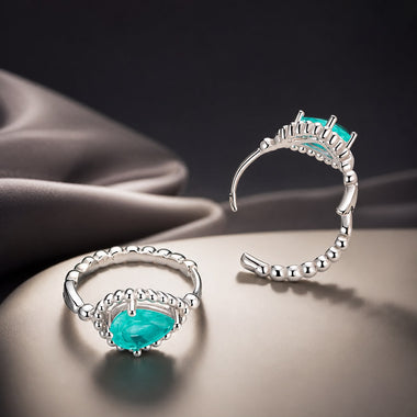 925 Sterling Silver Earrings with Pavé Setting and Transparent Glass - 0