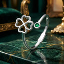 925 Sterling Silver Four-Leaf Clover Ring with Pavé CZ - 0.15cm Width-1