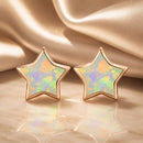 925 Sterling Silver Plated Rose Gold Translucent Opal Earrings 0.7cm for Women-1