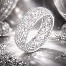 925 Sterling Silver & Platinum Plated Pavé CZ Ring Size 6 for Women-1