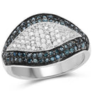 0.50 Carat Genuine Blue Diamond and White Diamond .925 Sterling Silver Ring-1