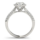 14k White Gold Halo Diamond Engagement Ring with Pave Band (1 1/3 cttw)-4