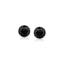 14k White Gold Stud Earrings with Black Faceted Cubic Zirconia(6mm)-4