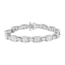 14K White Gold 5.0 Cttw Princess Cut Diamond Invisible Set Alternating Size D Shaped Links Tennis Bracelet (H-I Color, SI2-I1 Clarity) - 7â€-1