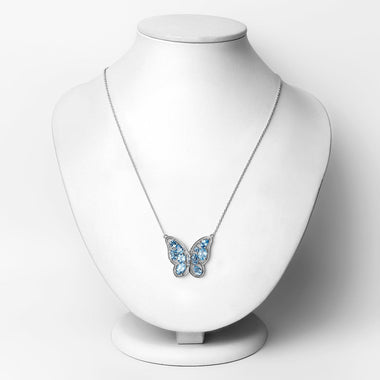 5.54 Carat Genuine Swiss Blue Topaz .925 Sterling Silver Necklace - 0
